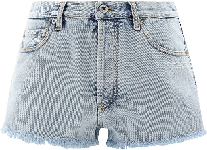OffWhite Frayed Denim Shorts ShopStyle