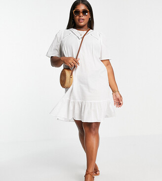 Vero Moda Curve organic cotton mini dress in white
