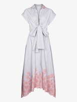 Thumbnail for your product : Silvia Tcherassi White Rigone Striped Embroidered Midi Dress
