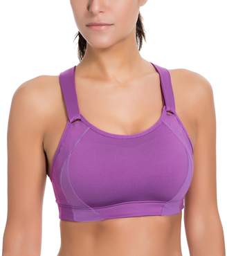 SYROKAN Women's High Impact Full Coverage Wire Free Lightly Padded Sports Bra