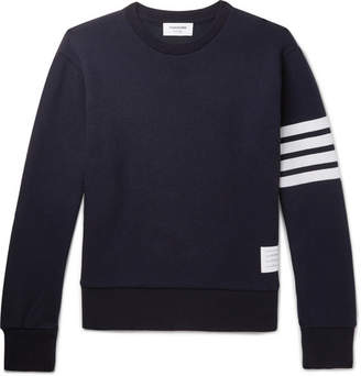 Thom Browne Striped Cashmere And Cotton-blend Sweater - Navy