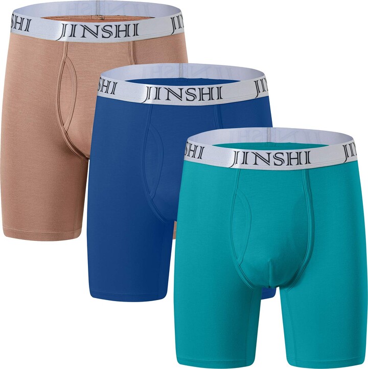 JINSHI Men's Underwear Boxer Briefs Bamboo Fiber Ultra Soft Boxers