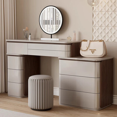 SHANGYICHUANGXIN Makeup Vanity with Light mirror,9 drawers,Power Outlet