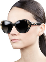 Thumbnail for your product : D&G 1024 D&G Flower-Temple Square Sunglasses, Brown