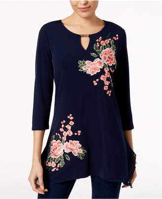 JM Collection Floral Keyhole Tunic, Created for Macy's