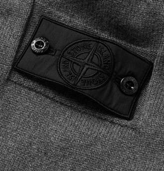 Stone Island Shadow Project Logo-Appliqued Two-Tone Knitted Hoodie
