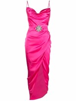 Thumbnail for your product : Alessandra Rich Crystal Buckle Silk Dress
