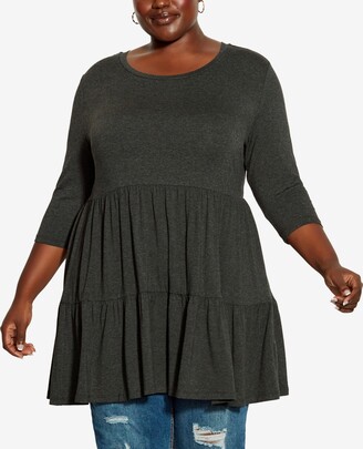 Avenue Women's Gray Plus Size Tops 
