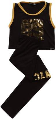 boohoo Girls Gold 85 Brooklyn Vest Set