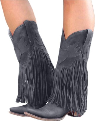 Black Fringe Boots | Shop the world's largest collection of fashion |  ShopStyle UK