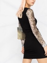 Thumbnail for your product : Just Cavalli Snakeskin-Print Mesh-Sleeve Dress