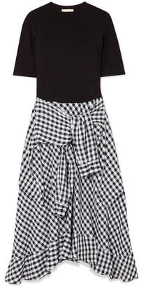 maje bimaterial midi dress