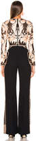 Thumbnail for your product : ZUHAIR MURAD Zuhair Floral Frame Embroidered Jumpsuit in Peach & Black | FWRD
