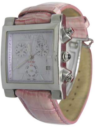 Invicta Angel Square Classic 9590 Stainless Steel & Leather Quartz 31mm Womens Watch