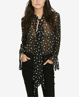 Denim & Supply Ralph Lauren Star-Print Necktie Blouse - ShopStyle Long Sleeve Tops