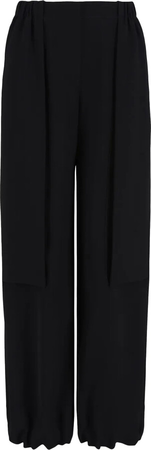 Giorgio Armani Elasticated-Waistband Straight-Leg Trousers