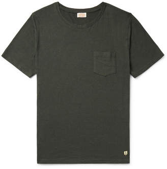 Armor Lux Slub Cotton and Linen-Blend T-Shirt - Men - Dark green