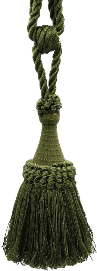 Décopro Curtain Tassel Tieback, Length 8" | 20cm, Spread 30" | 76cm # Tbdk8 #l58 | Dark Olive Sage Green Sold Individually