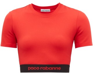 Paco Rabanne Logo-hem Jersey Cropped Top - Red