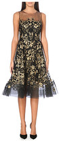 Thumbnail for your product : Oscar de la Renta Sheer gold floral print dress