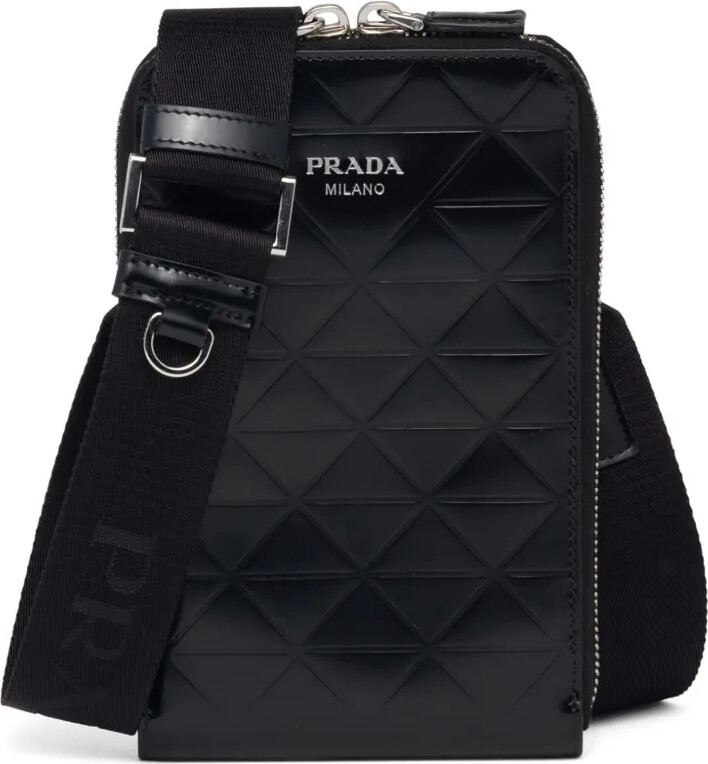 Prada Triangle-Logo Leather Phone Case