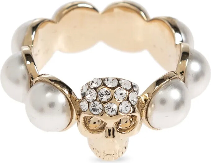 Alexander McQueen Skull-Motif Pearl Ring