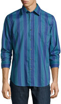 Thumbnail for your product : Nat Nast On The Ropes Paisley Stripe Printed Sport Shirt, Petrol