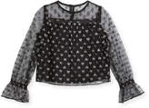 Thumbnail for your product : Milly Leila Metallic Hearts Tulle Blouse, Size 8-16