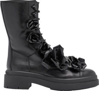 Jimmy Choo Nari Floral Leather Combat Booties