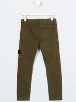Thumbnail for your product : Stone Island Junior logo patch cargo trousers
