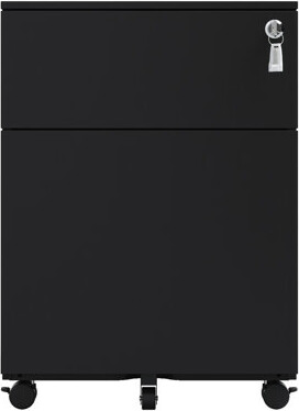 IntrospectiveIncline 2 Drawer Steel File Cabinet With Lock, Accommodates Legal/Letter/A4/F4, Home Office Elegance, Black Suited For Office/Home Decor,