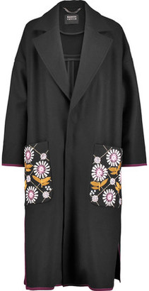 Markus Lupfer Chiara Embellished Floral-Embroidered Wool-Blend Coat