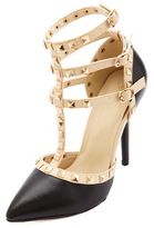 Thumbnail for your product : Charlotte Russe Two-Toned Studded Strappy Pointed Toe Pumps