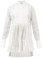 Thumbnail for your product : Marina Moscone Striped Cotton-blend Tunic Shirt - White Stripe