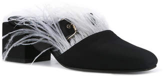 Nina Zarqua feather and buckle front mules