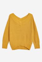Thumbnail for your product : Topshop Womens Petite V-Neck Bardot Jumper With Cashmere - Mustard
