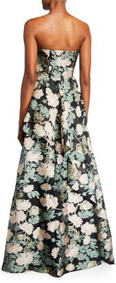 Mestiza New York Emery Floral Jacquard Strapless A-Line Gown