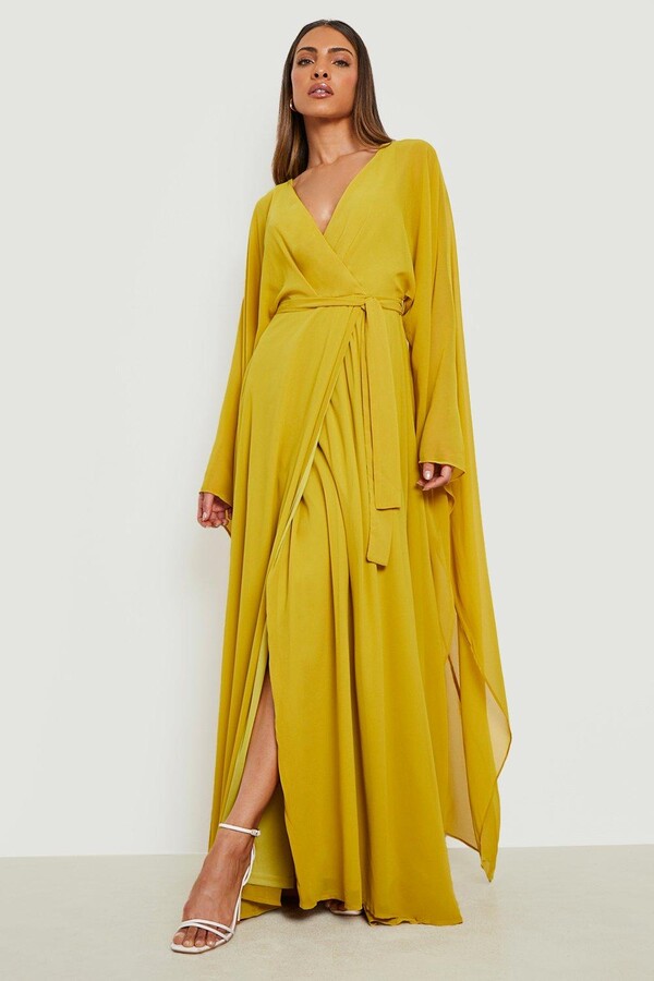 boohoo Chiffon Wrap Cape Sleeve Maxi Dress ShopStyle