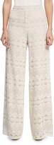 Thumbnail for your product : Alice + Olivia Athena Embroidered Flared Wide-Leg Silk Pants, Multi