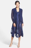 Thumbnail for your product : Komarov Embellished Neck Charmeuse & Chiffon Dress with Jacket