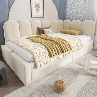 Velvet Upholstered Daybed Bed With Storage