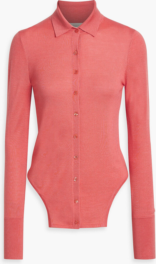 Asymmetric wool, silk and cashmere-blend cardigan