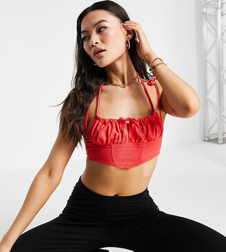 AsYou ruched bust cami top in red - ShopStyle