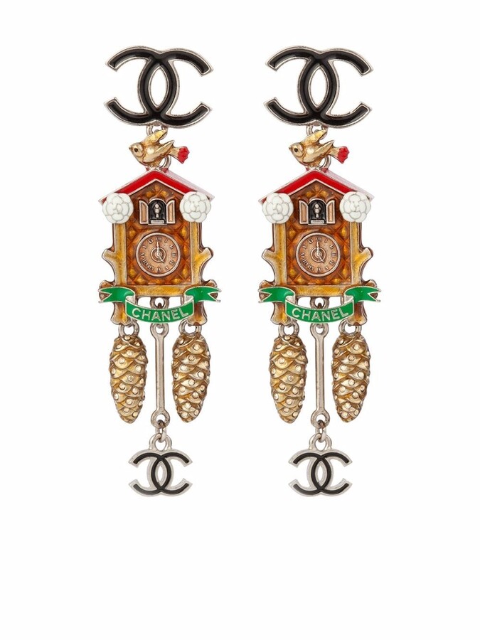 Chanel Pre Owned 2015 Cuckoo Clock clip-on earrings - ShopStyle