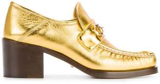 Gucci Gold Horsebit Loafer Heels