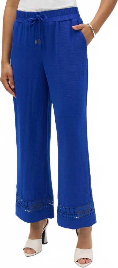 Joseph Ribkoff Lace Detail Gauze Pants In Royal Sapphire
