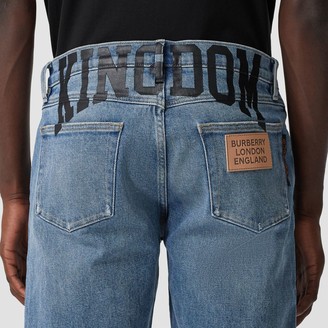 Burberry Slim Fit Kingdom Print Washed Jeans
