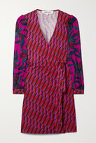 Thumbnail for your product : Diane von Furstenberg Gala Belted Printed Silk Mini Wrap Dress - Purple
