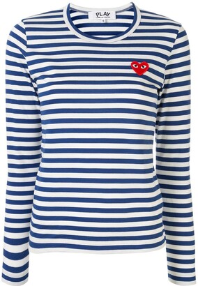 Comme des Garçons PLAY striped logo-patch T-shirt