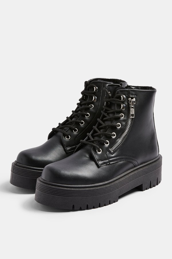 wide fit chunky lace up boots